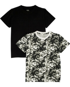 Baumwoll-T-Shirts, 2er-Pack, Y.F.K., schwarz/weiß