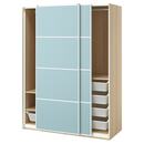 Bild 1 von PAX / MEHAMN  Kleiderschrank mit Schiebetüren, Eicheneff wlas/doppelseitig hellblau 150x66x201 cm