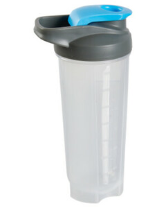 Shaker mit Messskala, ca. 700 ml, grau/blau