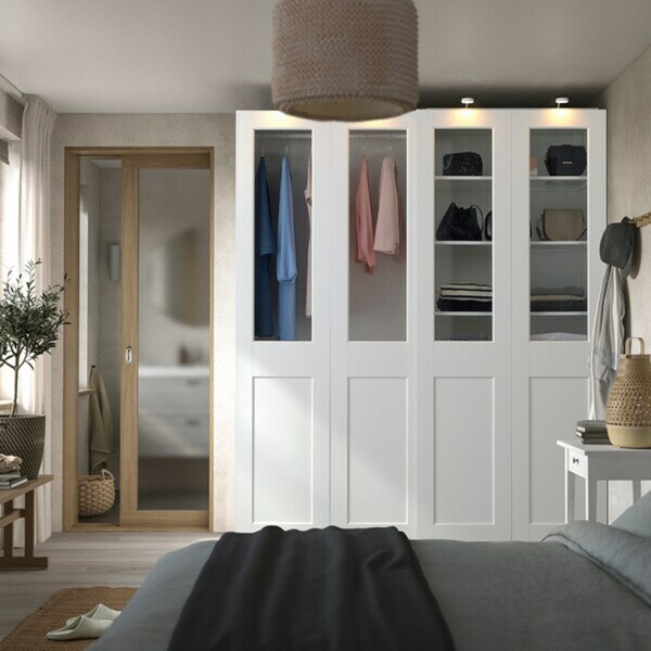 Bild 3 von PAX / GRIMO  Kleiderschrank mit Schiebetüren, weiß/Klarglas weiß 200x66x236 cm