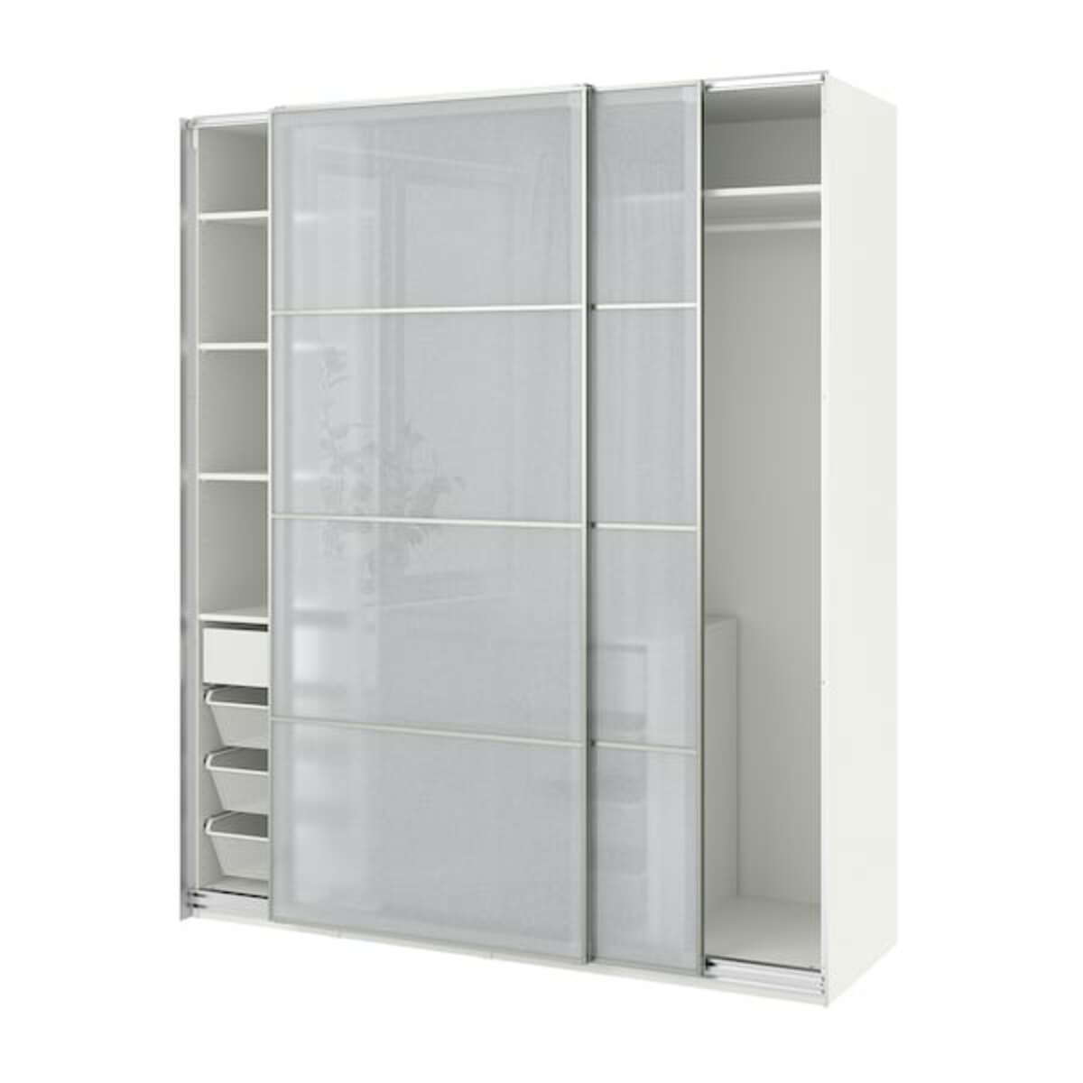 Bild 1 von PAX / SVARTISDAL  Kleiderschrank mit Schiebetüren, weiß/weiß Papiereffekt 200x66x236 cm