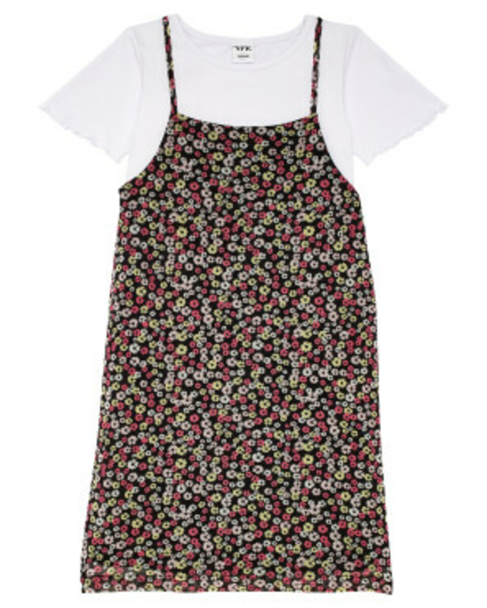 Bild 1 von Kleid Blumen, Y.F.K., 2-in-1-Look, schwarz gemustert