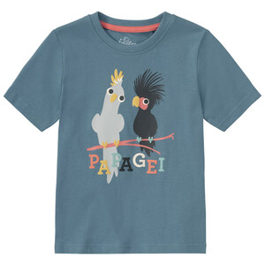 Kinder T-Shirt mit Papageien-Motiv TAUBENBLAU