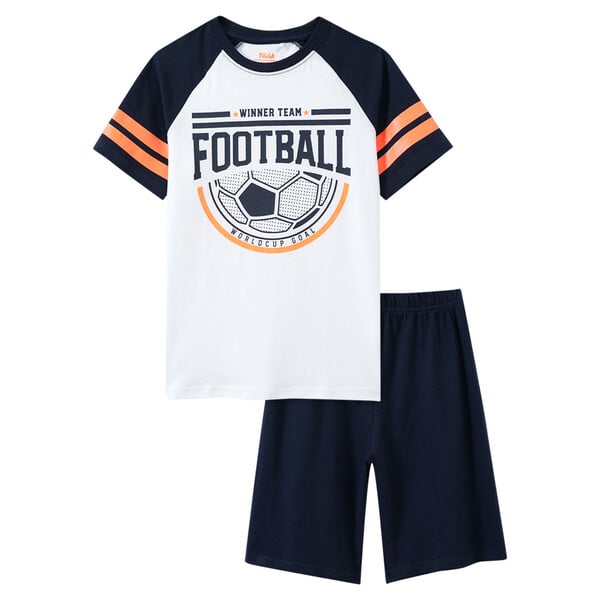 Bild 1 von Jungen Shorty mit Fußball-Motiv DUNKELBLAU / WEISS / ORANGE