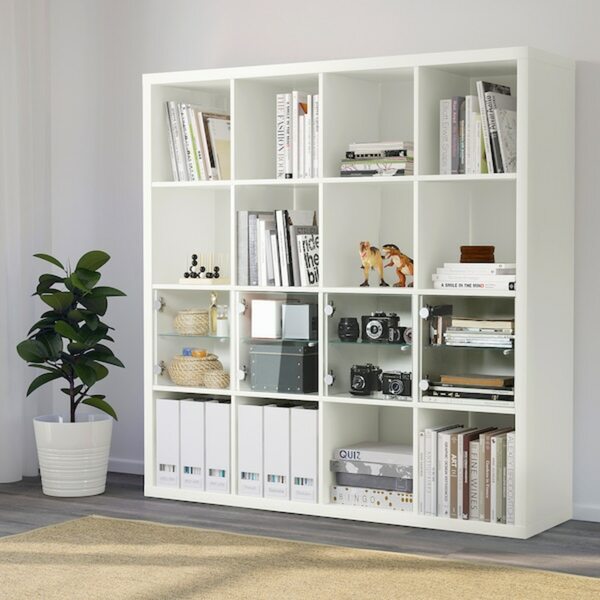 Bild 2 von KALLAX  Regal mit 4 Einsätzen, weiß/Glas 147x147 cm