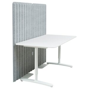 BEKANT  Schreibtisch mit Abschirmung, weiß/grau 160x80 150 cm