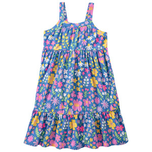 Mädchen Kleid mit Blumen-Muster BLAU