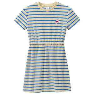 Mädchen Frottee-Kleid mit Streifen BLAU / CREME
