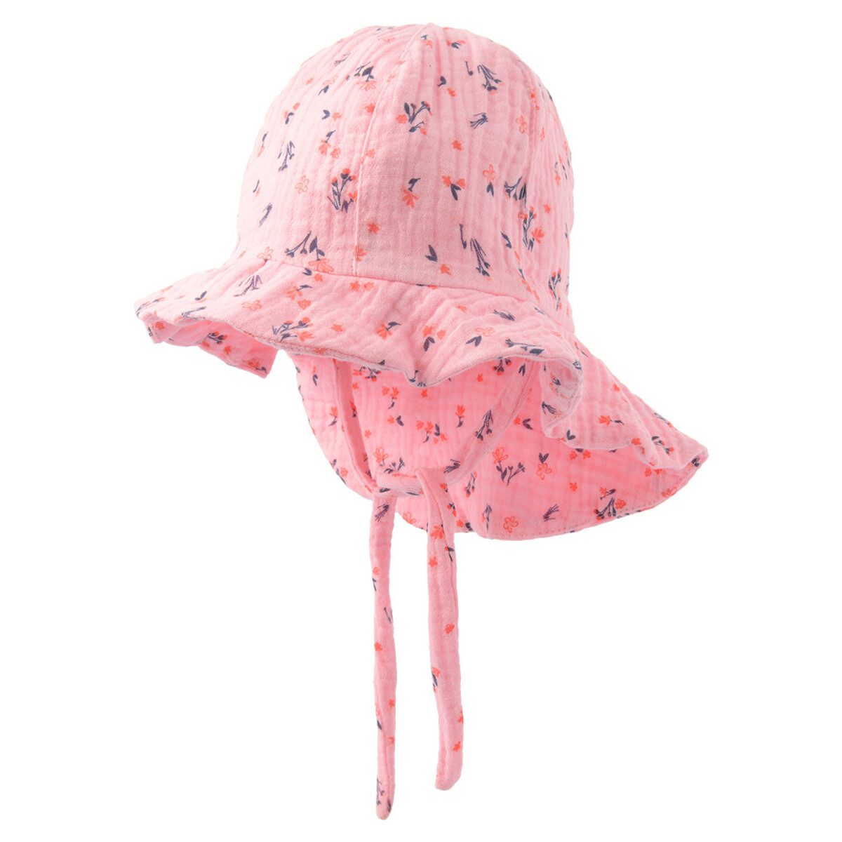 Bild 1 von Baby Musselin-Mütze mit Nackenschutz ROSA