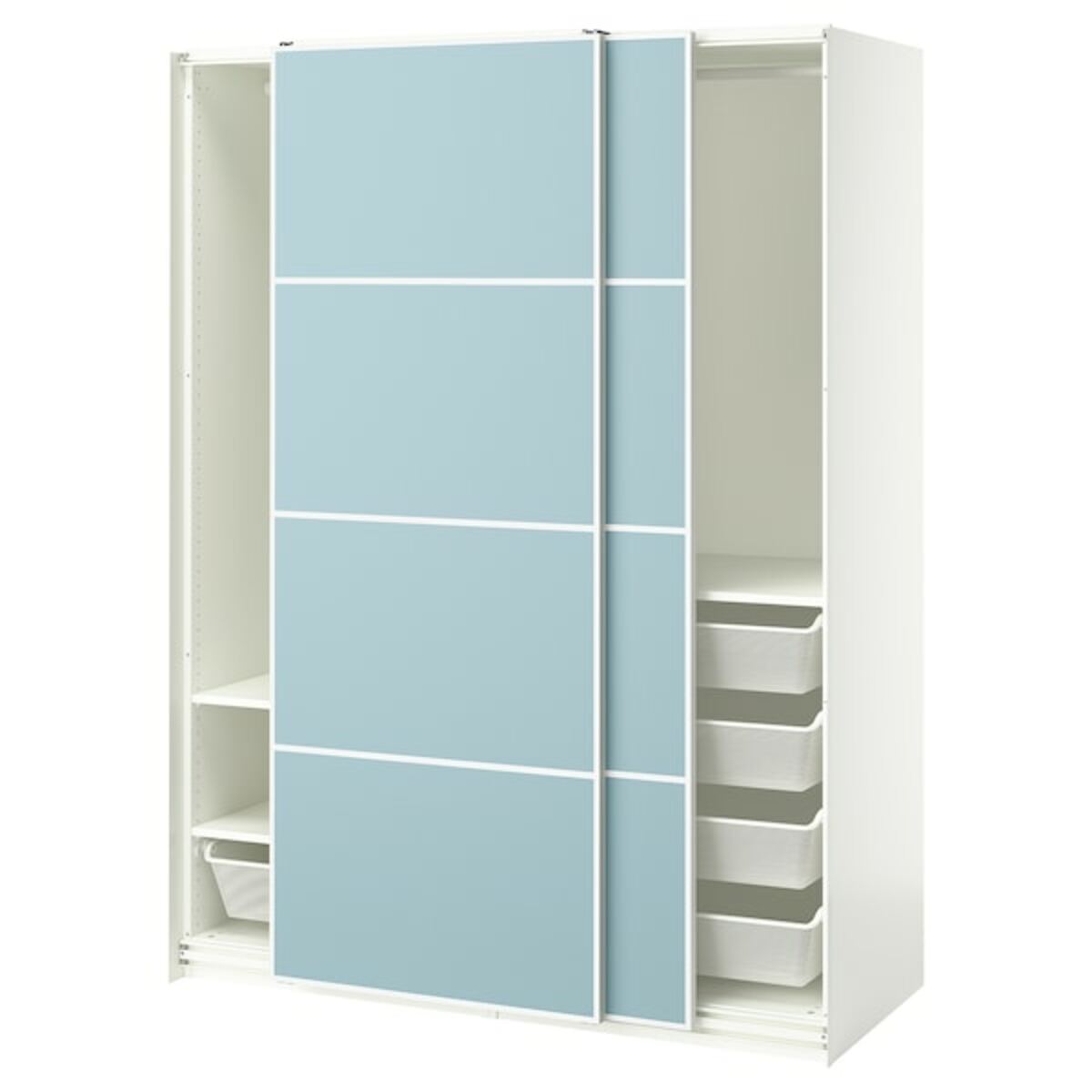 Bild 1 von PAX / MEHAMN  Kleiderschrank mit Schiebetüren, weiß/doppelseitig hellblau 150x66x201 cm
