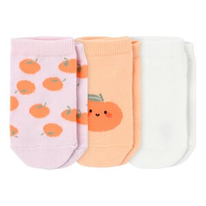 3 Paar Baby Sneaker-Socken im Set ORANGE / WEISS / LILA