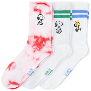 3 Paar Peanuts Sportsocken mit Snoopy-Motiven WEISS