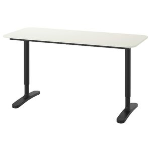 BEKANT  Schreibtisch, weiß/schwarz 140x60 cm