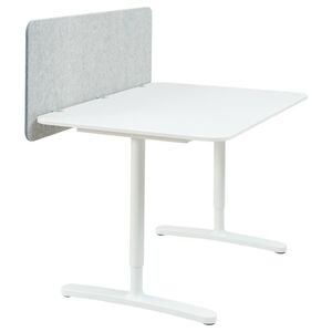 BEKANT  Schreibtisch mit Abschirmung, weiß/grau 120x80 48 cm