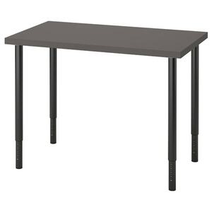 LINNMON / OLOV  Schreibtisch, dunkelgrau/schwarz 100x60 cm