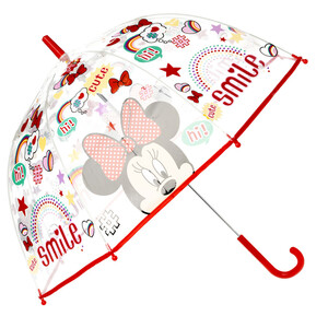 Minnie Maus Regenschirm mit Allover-Motiv ROT / TRANSPARENT / BUNT