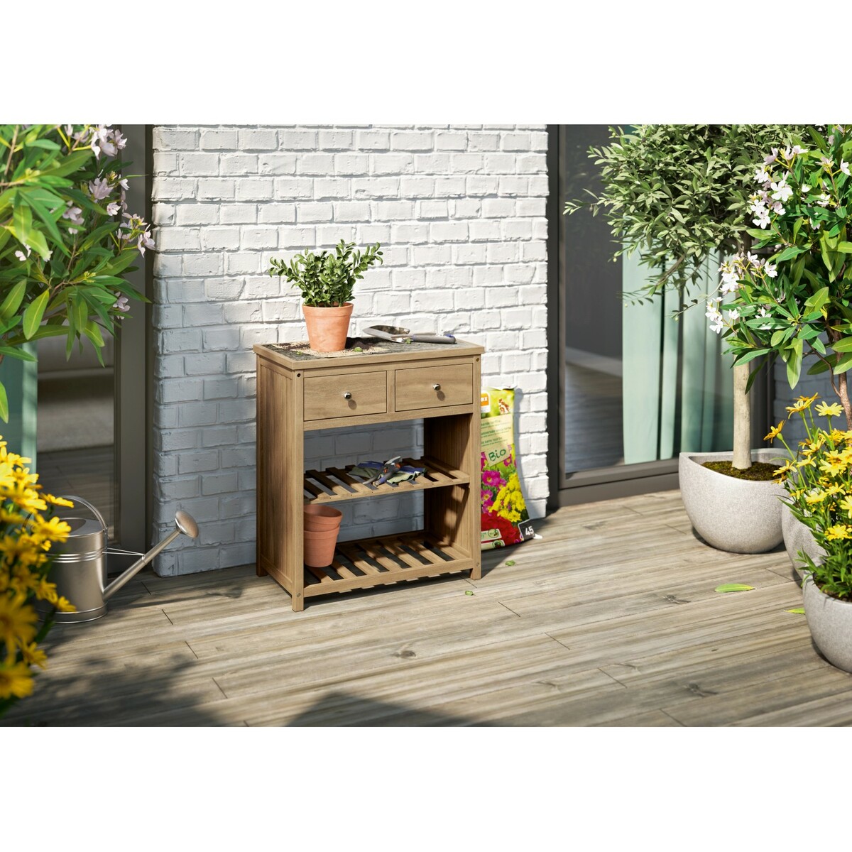 Bild 1 von Gartenschrank Lewiston FSC®-Akazien-Holz Hell 70 cm x 80 cm
