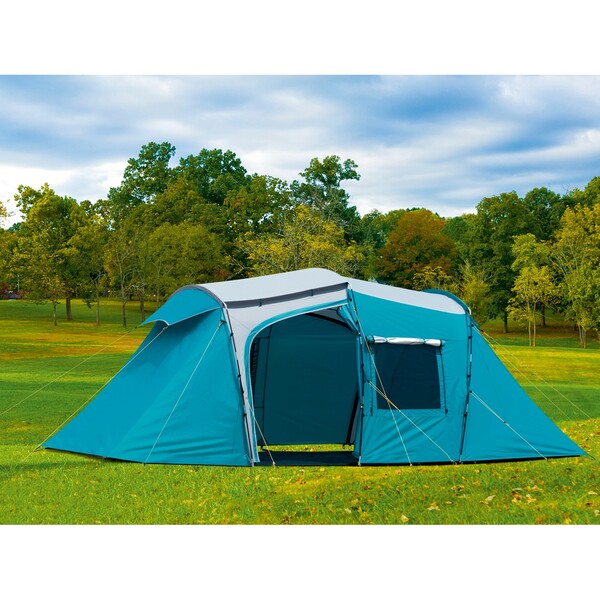 Bild 4 von Vier-Personenzelt mit Glasfaserrahmen Türkis-Grau 460 cm x 220 cm x 175 cm