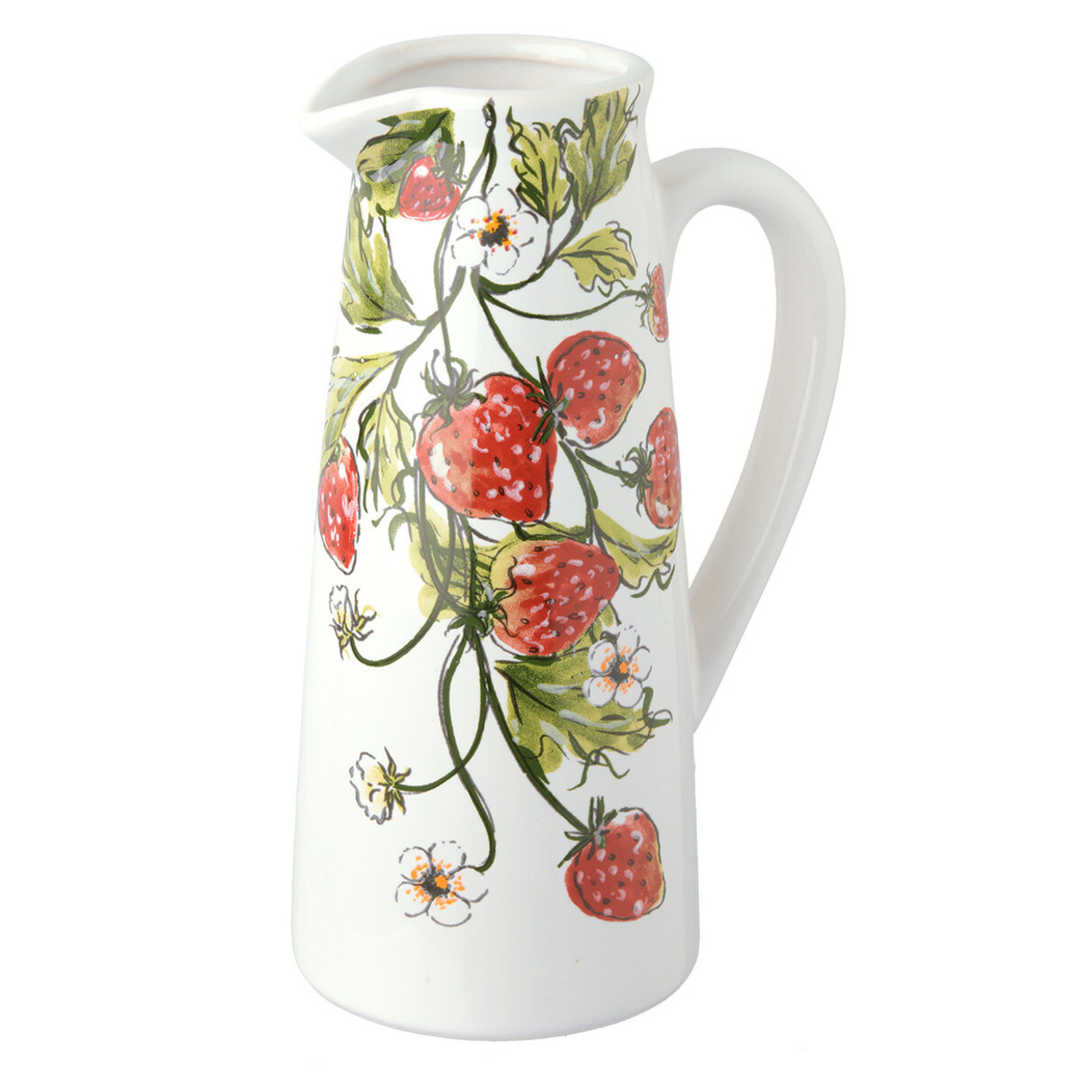 Bild 1 von Deko-Krug mit Erdbeer-Motiv WEISS / GRÜN / ROT