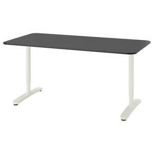 BEKANT  Schreibtisch, schwarz gebeiztes Eschenfurnier/weiß 160x80 cm