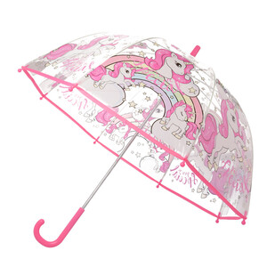 Mädchen Regenschirm in Einhorn-Optik PINK / TRANSPARENT