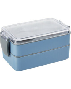 Lunchbox mit Besteck, ca. 18 x 10,5 x 8,5 cm, blau