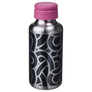 ENKELSPÅRIG  Wasserflasche, Edelstahl gemustert/schwarz rosa 0.5 l