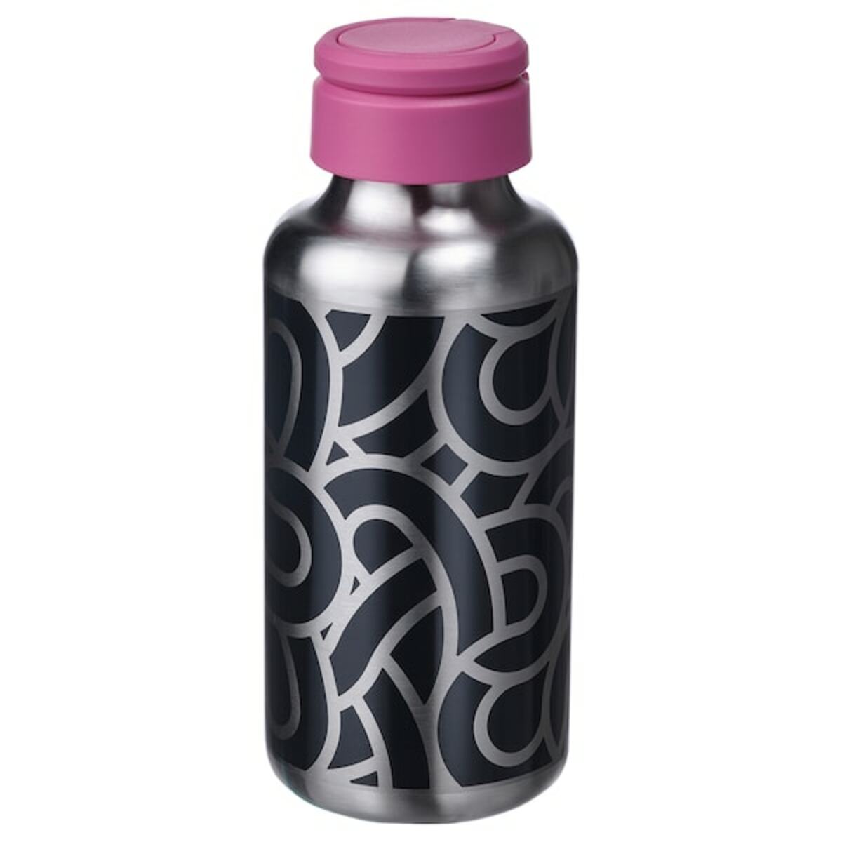 Bild 1 von ENKELSPÅRIG  Wasserflasche, Edelstahl gemustert/schwarz rosa 0.5 l