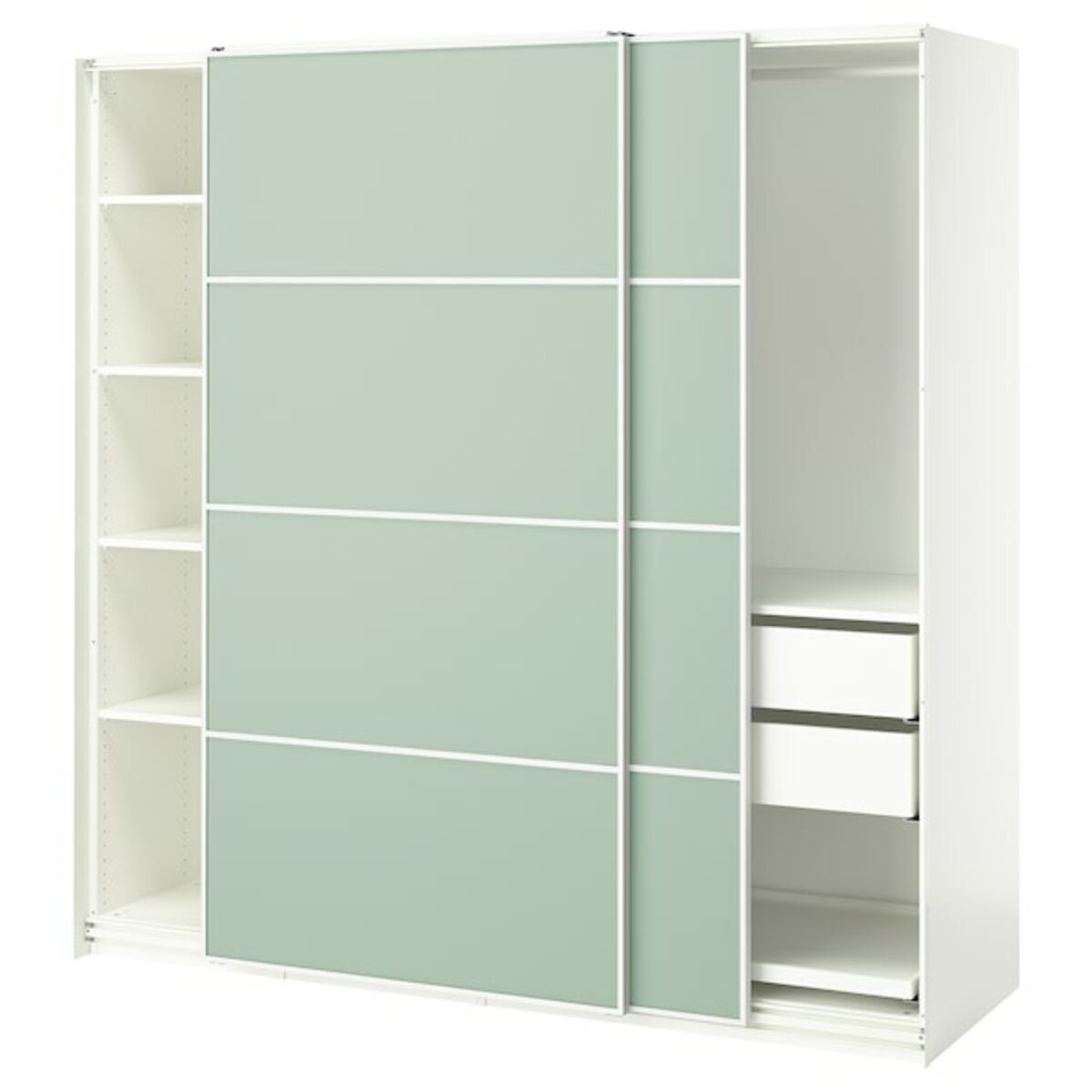 Bild 1 von PAX / MEHAMN  Kleiderschrank mit Schiebetüren, weiß/doppelseitig hellgrün 200x66x201 cm
