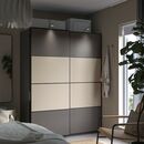 Bild 2 von PAX / MEHAMN  Kleiderschrank, doppelseitig dunkelgrau/graubeige 150x66x201 cm