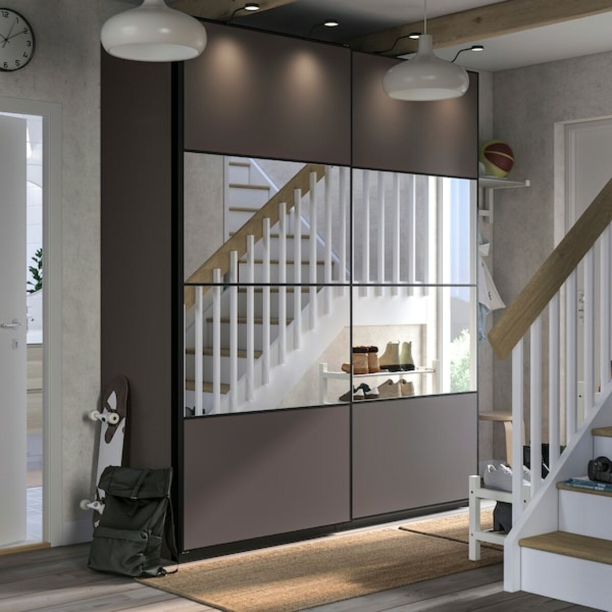 Bild 2 von PAX / MEHAMN/AULI  Schrankkombination, dunkelgrau doppelseitig/dunkelgrau Spiegelglas 200x66x236 cm