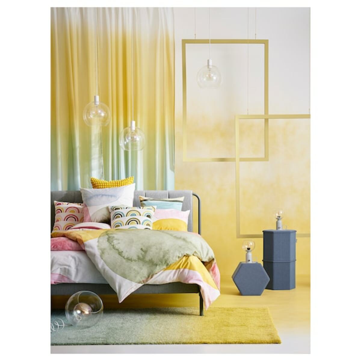 Bild 2 von GLASÖRT  Gardinenstore, 1 Schal, hellgelb/grautürkis 300x300 cm