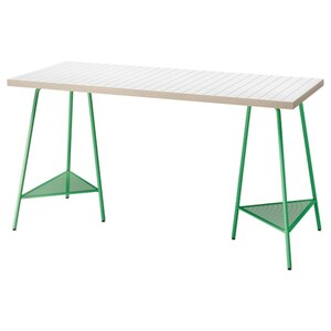 LAGKAPTEN / TILLSLAG  Schreibtisch, weiß anthrazit/grün 140x60 cm