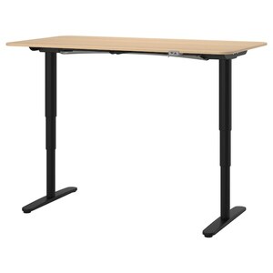 BEKANT  Schreibtisch sitz/steh, Eichenfurnier weiß lasiert/schwarz 160x80 cm