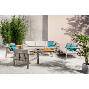 Lounge-Set North Valley 3-teilig aus Aluminium und FSC® Eukalyptus-Holz