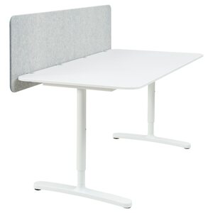 BEKANT  Schreibtisch mit Abschirmung, weiß/grau 160x80 48 cm