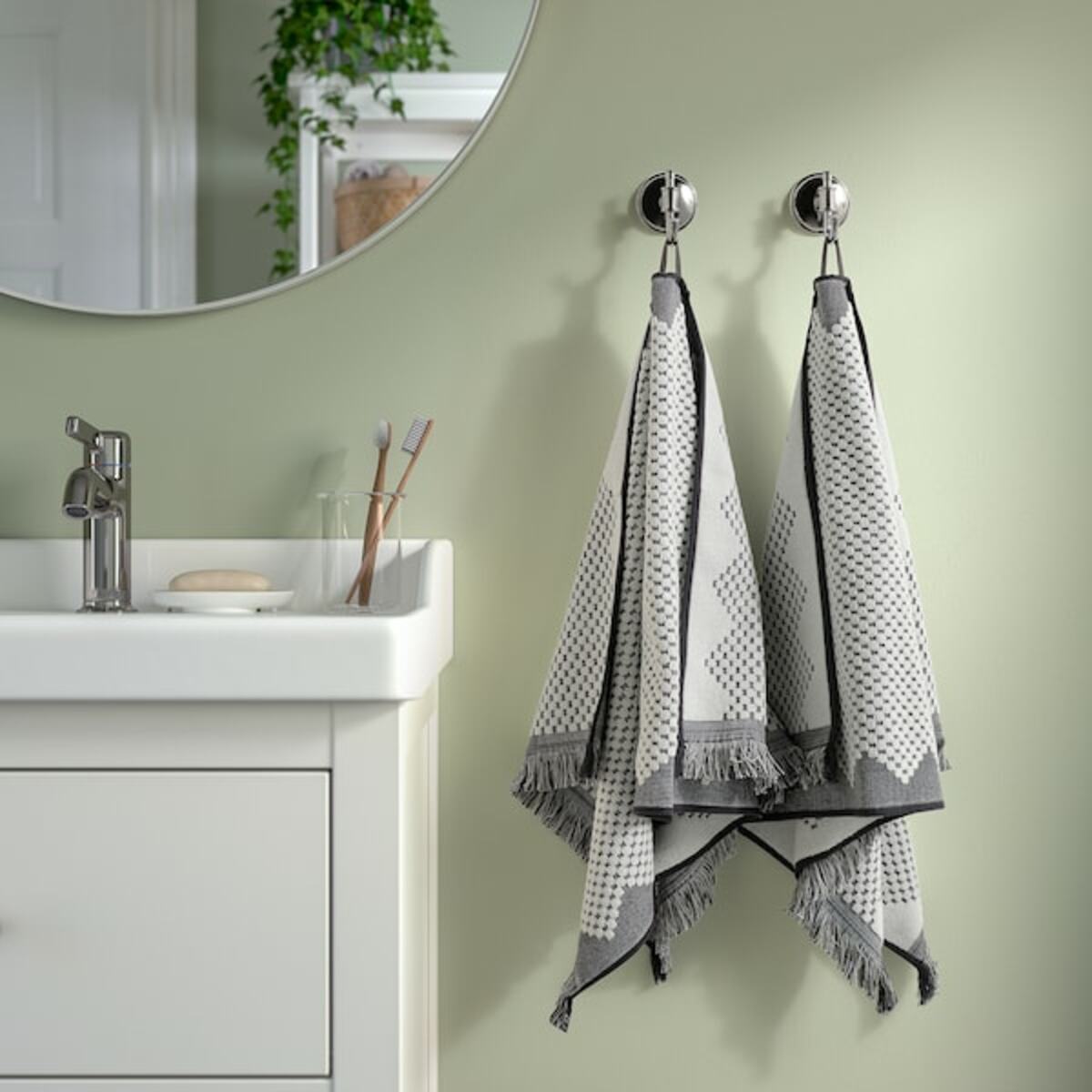 Bild 4 von FJÄLLSTARR  Handtuch, weiß/grau 50x100 cm