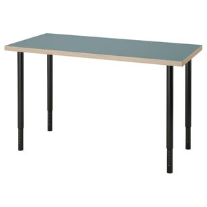LAGKAPTEN / OLOV  Schreibtisch, grautürkis/schwarz 120x60 cm
