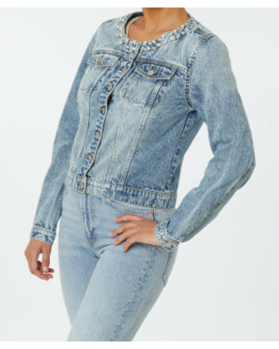 Bild 1 von Jeansjacke mit Perlen, Janina, Knopfleiste, jeansblau ausgewaschen