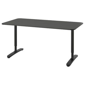 BEKANT  Schreibtisch, schwarz gebeiztes Eschenfurnier/schwarz 160x80 cm