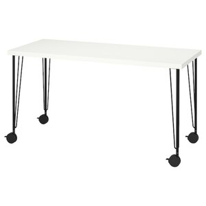 LAGKAPTEN / KRILLE  Schreibtisch, weiß/schwarz 140x60 cm