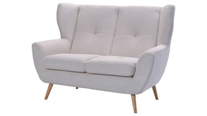 Einzelsofa 2-Sitzer Sofa creme Cordbezug 140 cm - AVESTA