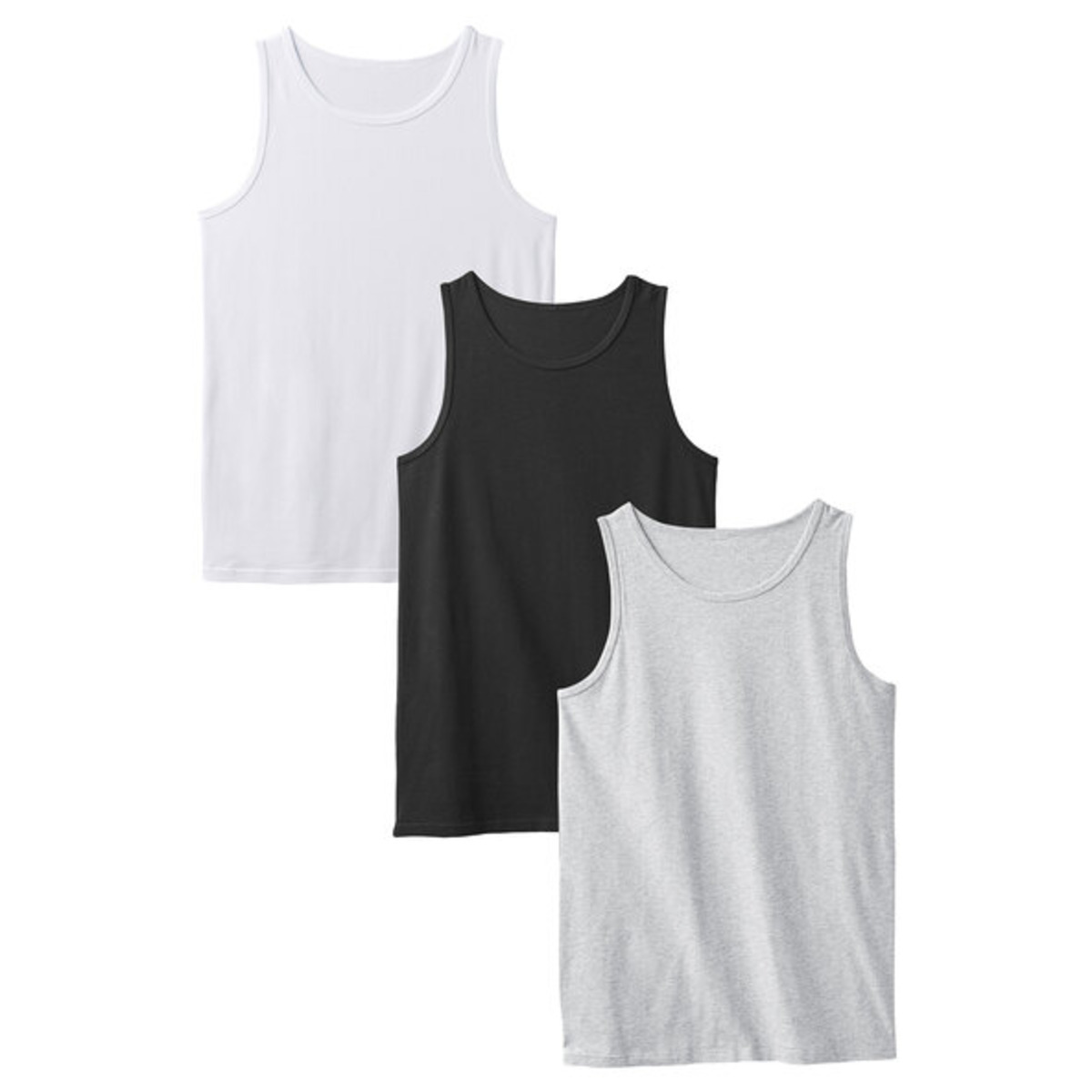 Bild 1 von Tanktops, weiß/schwarz/grau, M, 3er Set