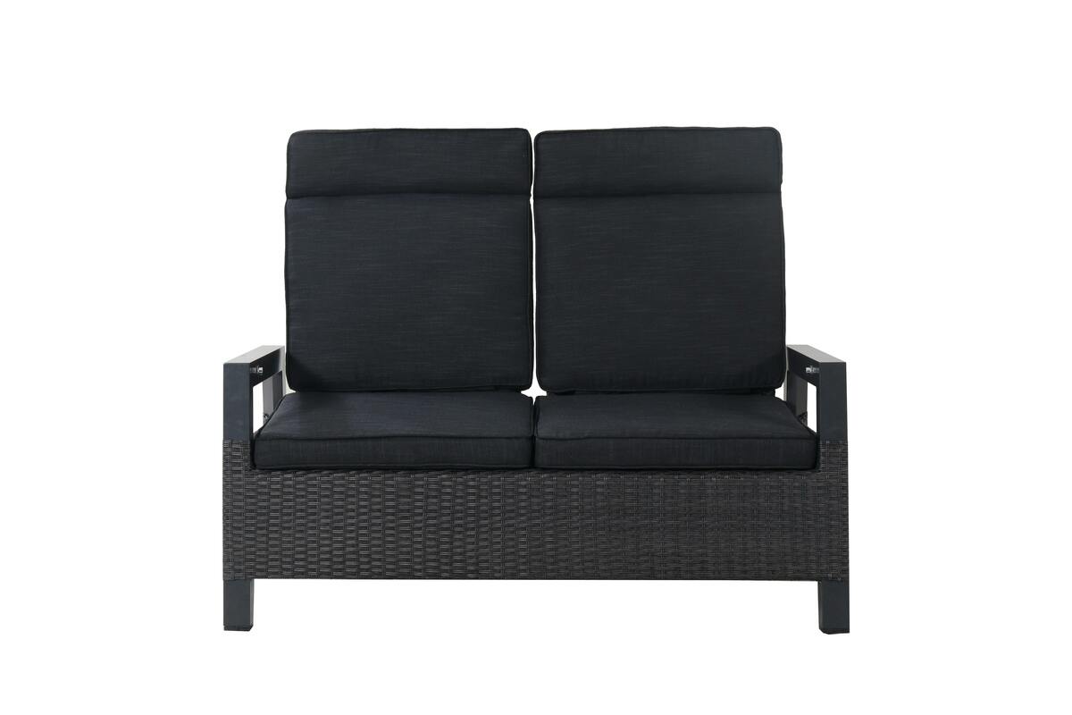 Bild 1 von Tarrington House 2-Sitzer Sofa Malin, PE- Rattan / Aluminium, 141 x 80 x 109 cm, wetterbeständig, verstellbare Armlehnen, grau