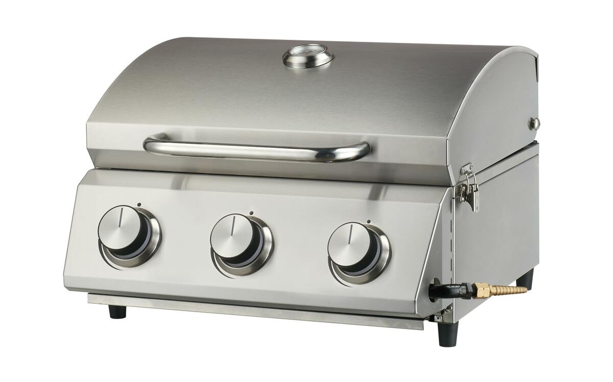 Bild 1 von Tarrington House 3-Brenner Tisch-Gasgrill Cathan, Edelstahl, 62 x 47 x 35 cm, 6.6 kW, mit Grilllrost, silber