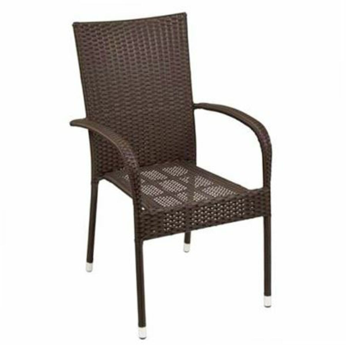 Bild 1 von Wicker-Stapelstuhl Braun Moderner Stapelstuhl aus stabilem Metall-Rohrrahmen und hochwertigem Wicker-Kunststoffgeflecht.