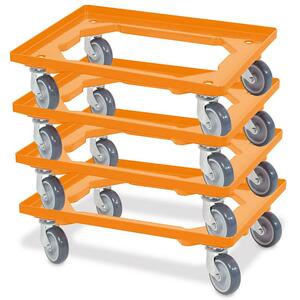 BRB Transportroller für Euro-Stapelbehälter 600x400 mm orange (4er Set)