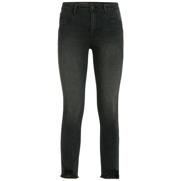 Bild 1 von 7/8 Damen Skinny-Jeans mit Fransen SCHWARZ