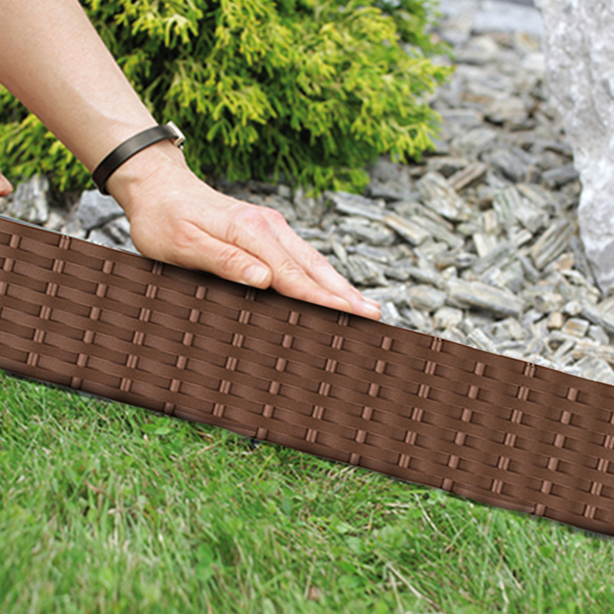 Bild 2 von Powertec Garden Beetumrandung Rattan Optik, ca. 3,9 m, Dunkelbraun