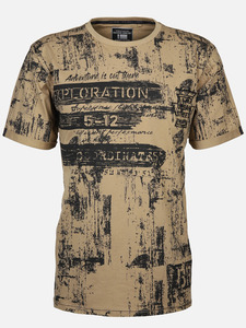 Herren T-Shirt mit Alloverprint und Stickerei
                 
                                                        Braun